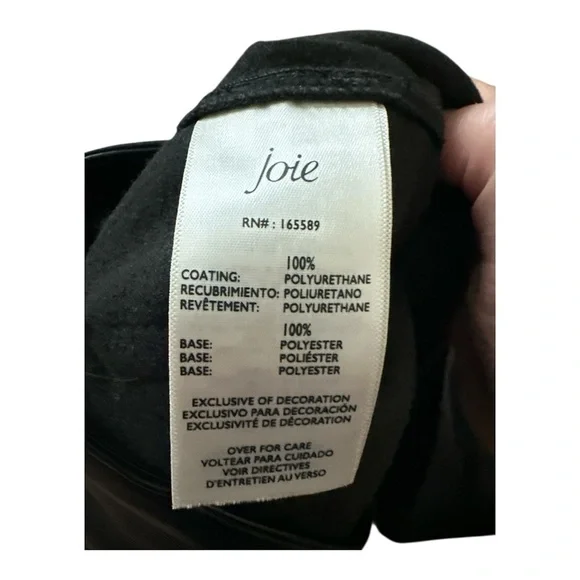 JOIE VEGAN LEATHER FAUX SUEDE LINING BLACK STRAIGHT LEG PANTS SIZE 8 - Picture 6 of 6